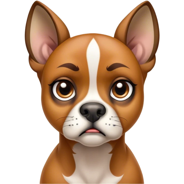 Cinematic Meme-Worthy Grumpy Fawn Boxer Portrait Emoji, Head held high but eyes filled with dramatic disappointment, smooth fawn fur with a furrowed brow forming an unmistakable scowl, floppy ears slightly angled back in disapproval, piercing brown eyes glaring with pure exasperation, Simplified yet hilariously over-exaggerated features, highly detailed, glowing with an aura of supreme annoyance, high shine, exhausted yet judgmental, stylized with an almost regal pettiness, bright but brooding, soft glowing outline, capturing the essence of a guardian that has seen it all and is thoroughly unimpressed, so meme-worthy it feels like it could instantly become the next viral sensation of grumpiness! emoji