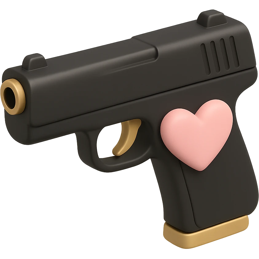 Pink heart pistol, remove background emoji