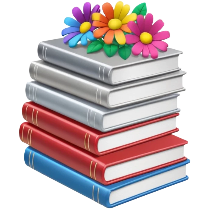 Paper clips + books + flowers emoji