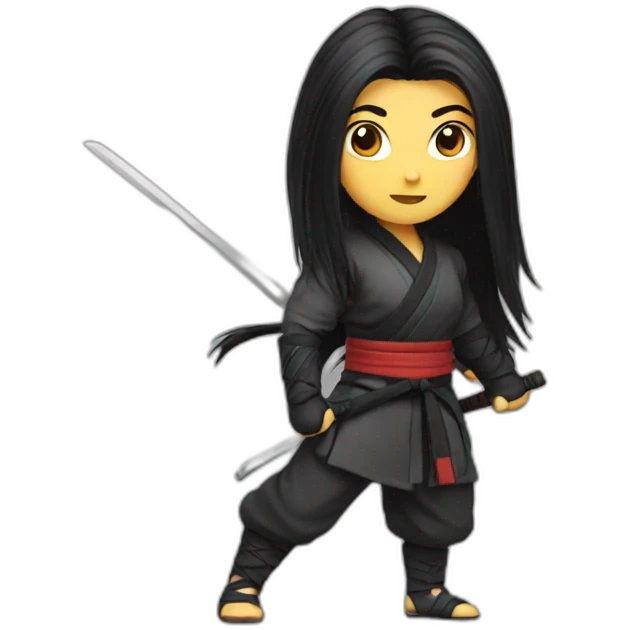 long black hair, ninja, girl emoji