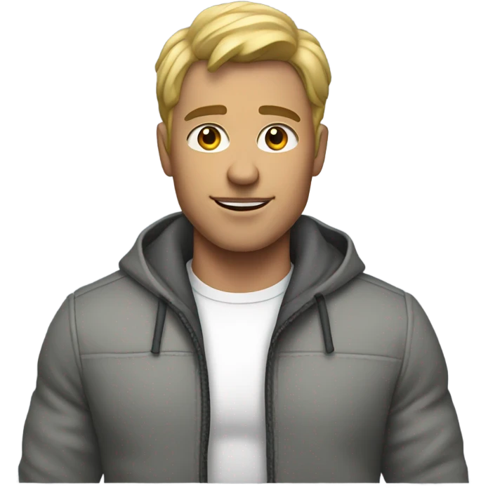 muscular male in grey jacket emoji