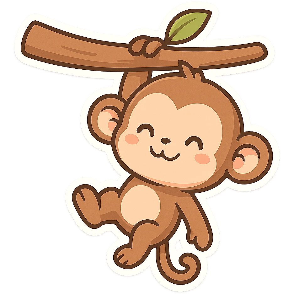 一只挂在树枝上的小猴子 emoji