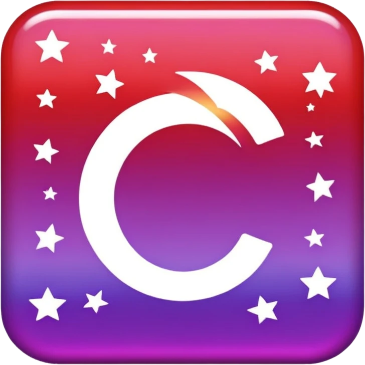 color gradient between red and purple glitter flash emoji