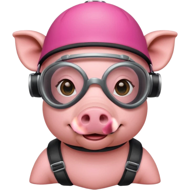 Pig head with skydiving goggles and skydiving hat emoji