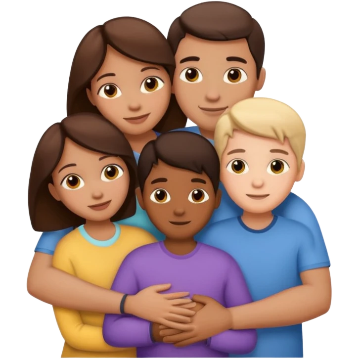 family of 5 hugging each other emoji
