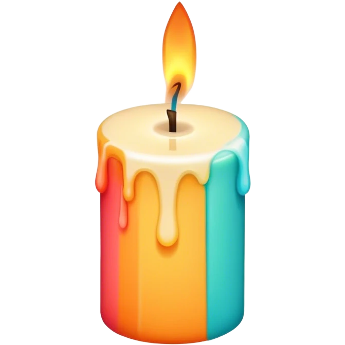 Candle making icon, candle with a wick, melting wax, colorful wax blocks, minimalistic style, clean lines, transparent background. emoji