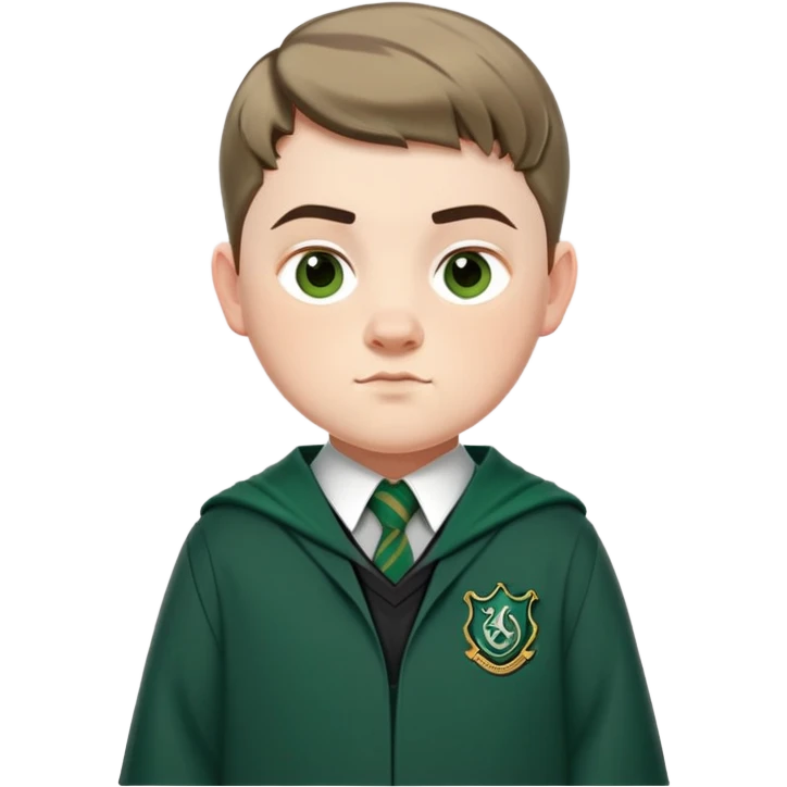 jamie waylett is Gregory Goyle in harry potter, wear hogwarts slytherin uniform, very short hair emoji