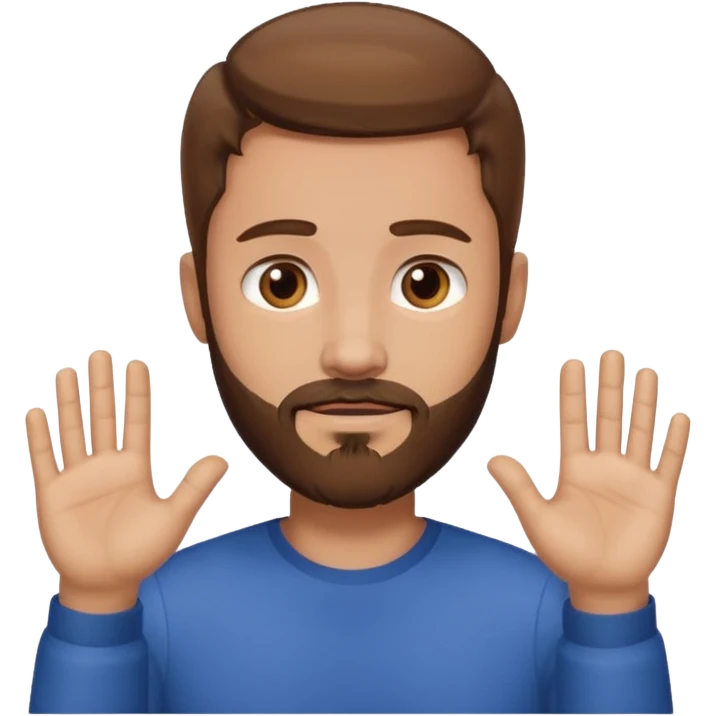 A man with brown hair and beard waiting for a hug emoji