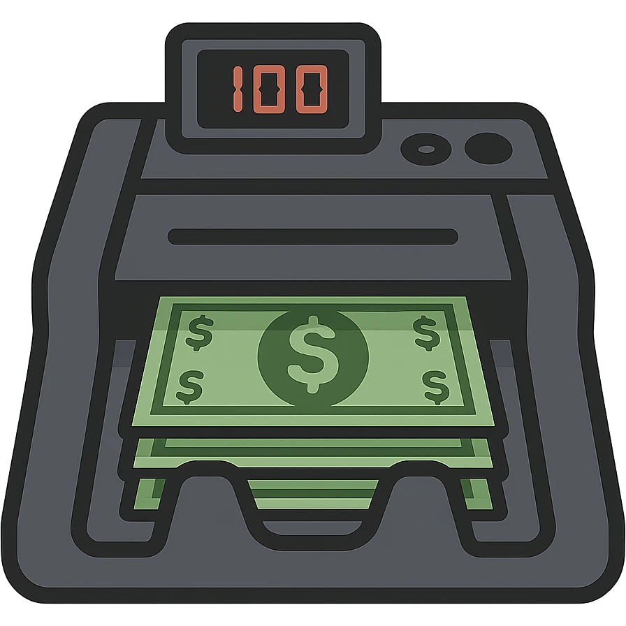 simple and bold design banknote counter with dollar bills emoji