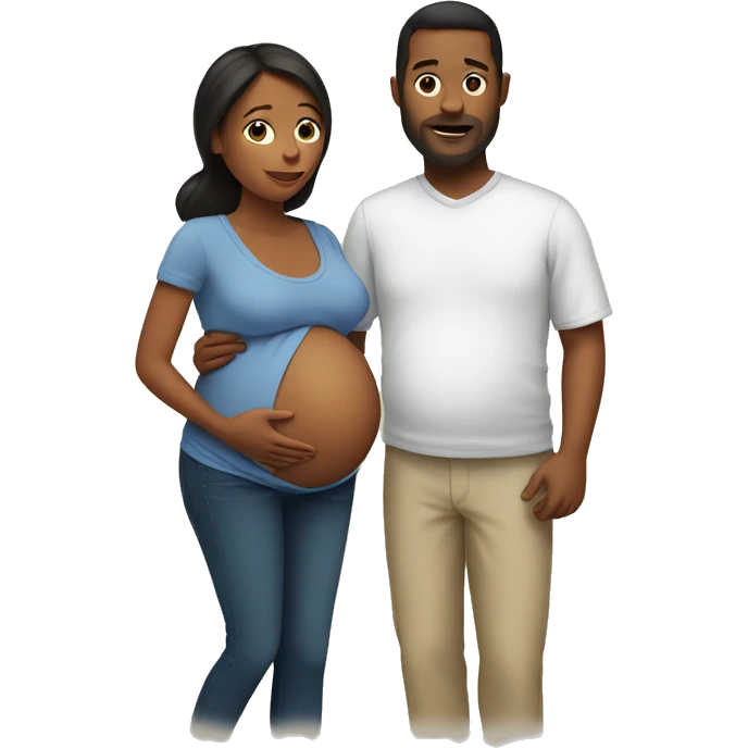 A pregnant woman with her husband  emoji