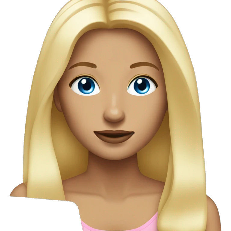 woman tan skin long blonde hair with laptop, blue eyes emoji