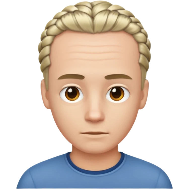 A white ton skin man with short braided hair emoji