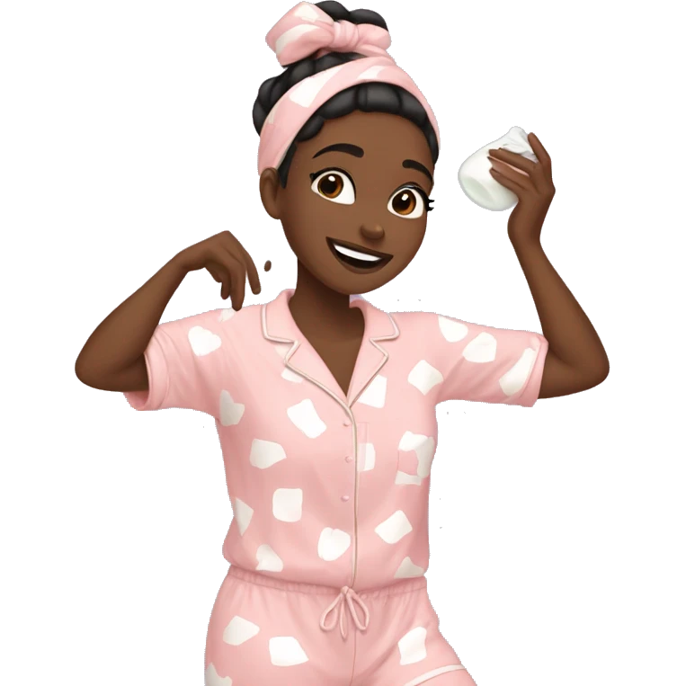Aesthetic Girl doing skincare wearing coquette pajamas emoji