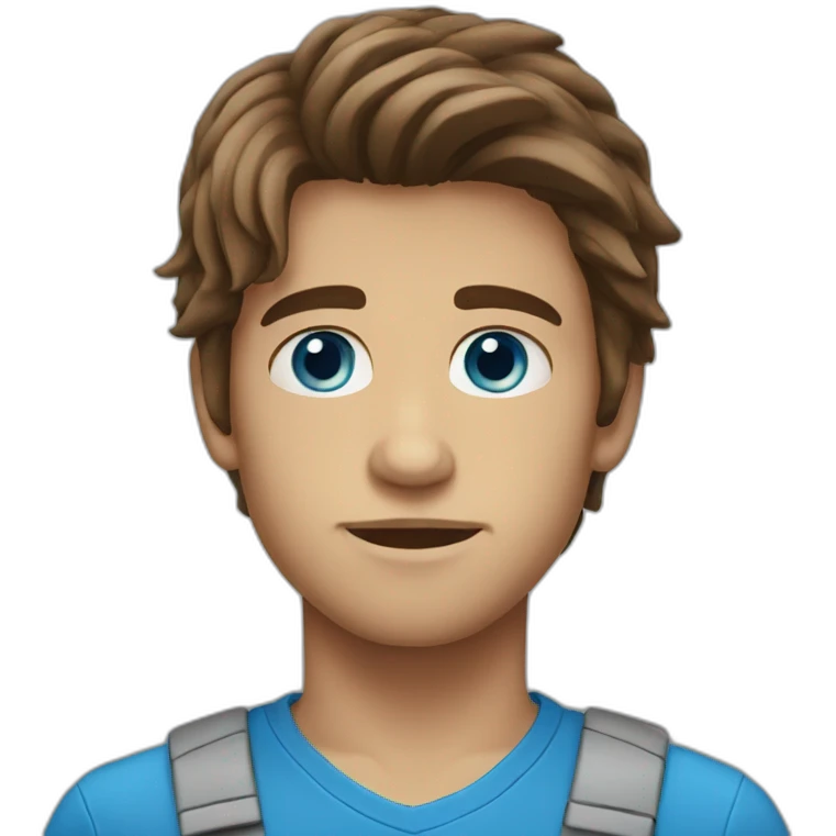 determined boy brown long hair blue eyes emoji