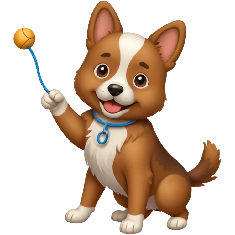 dog playing with a string toy emoji