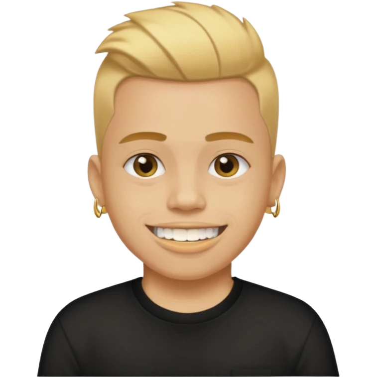 lightskinned person with a taper fade haircut and golden teeth wearing a black tshirt with a white background emoji