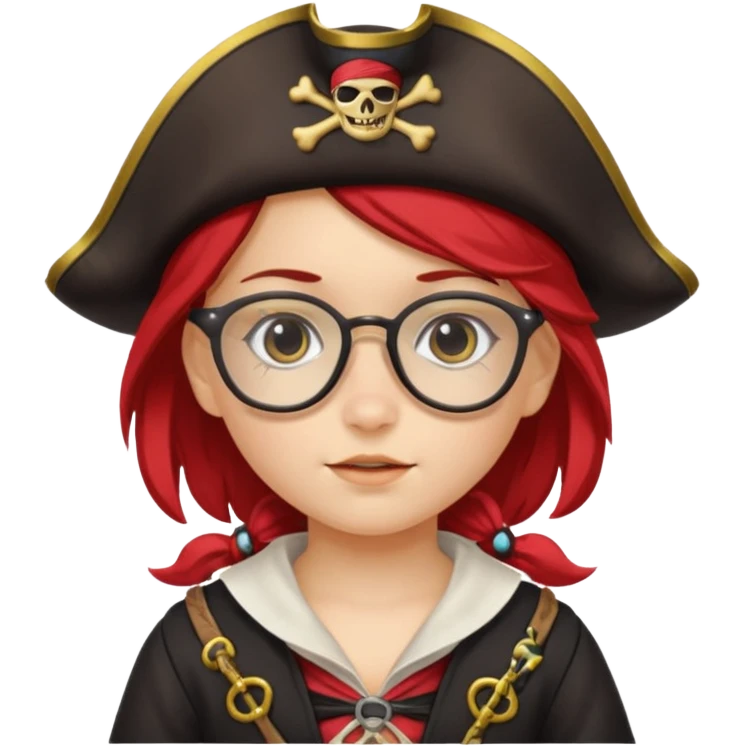 kid girl with pirate costume wearing glasses emoji
