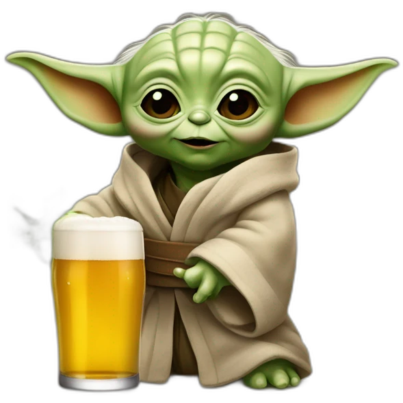 Bébé yoda entrain de boir une bière emoji