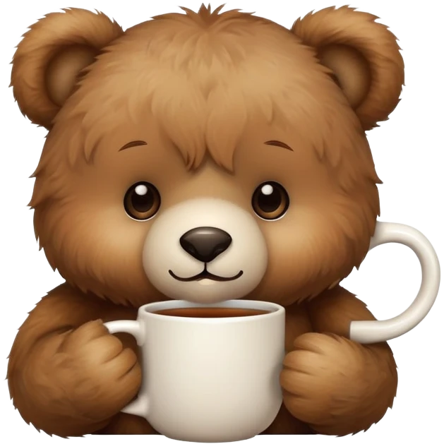 Cute teddy bear drinking hot tea emoji