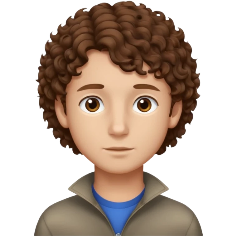 boy,  brown hair, curly hair, brown eyes,  skin, , hair edger  emoji