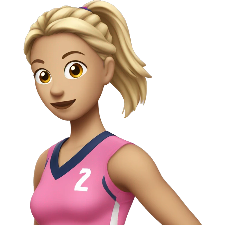 dirty blonde haired girl with ponytail, teen girl, playing volleyball with a pink uniform emoji