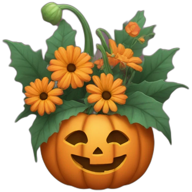 Jacklantern mixed with flowers emoji