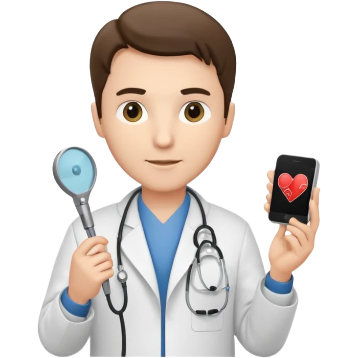 Cardiac sonographer male long white coat or scrubs emoji