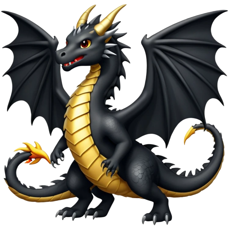 Dragón negro con alas  emoji