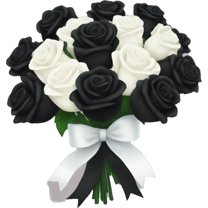 huge bouquet of only black roses with huge white ribbon emoji