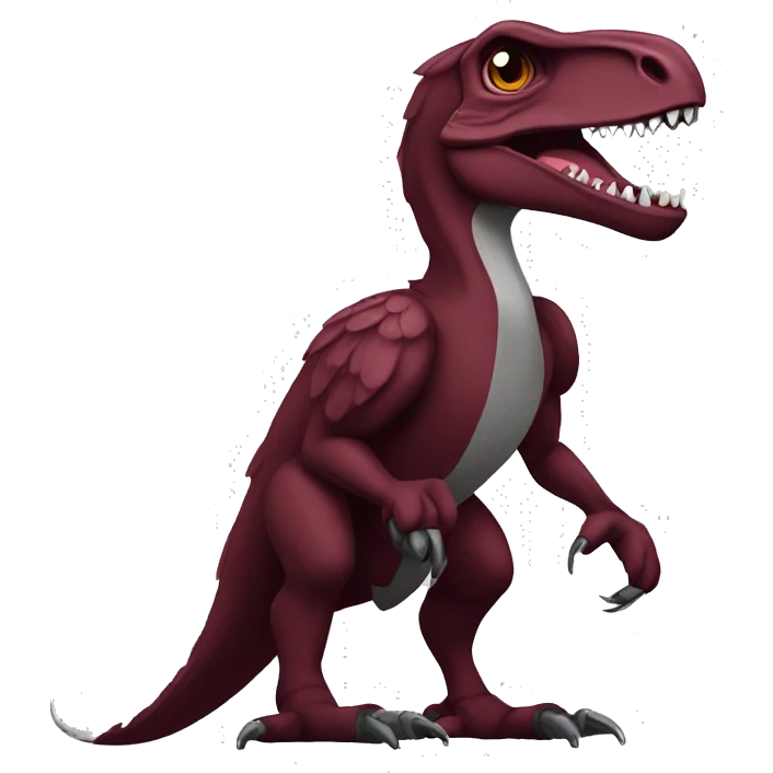 Cool edgy Maroon raptor with darker mane emoji