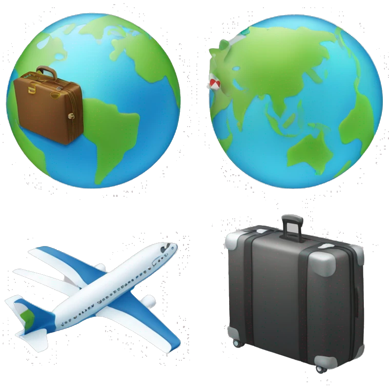 earth with a suitcase an a plane emoji