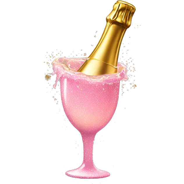 pink champagne pouring with gold flakes emoji