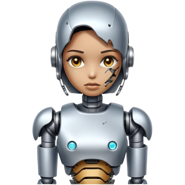 robotic girl with torn clothes emoji