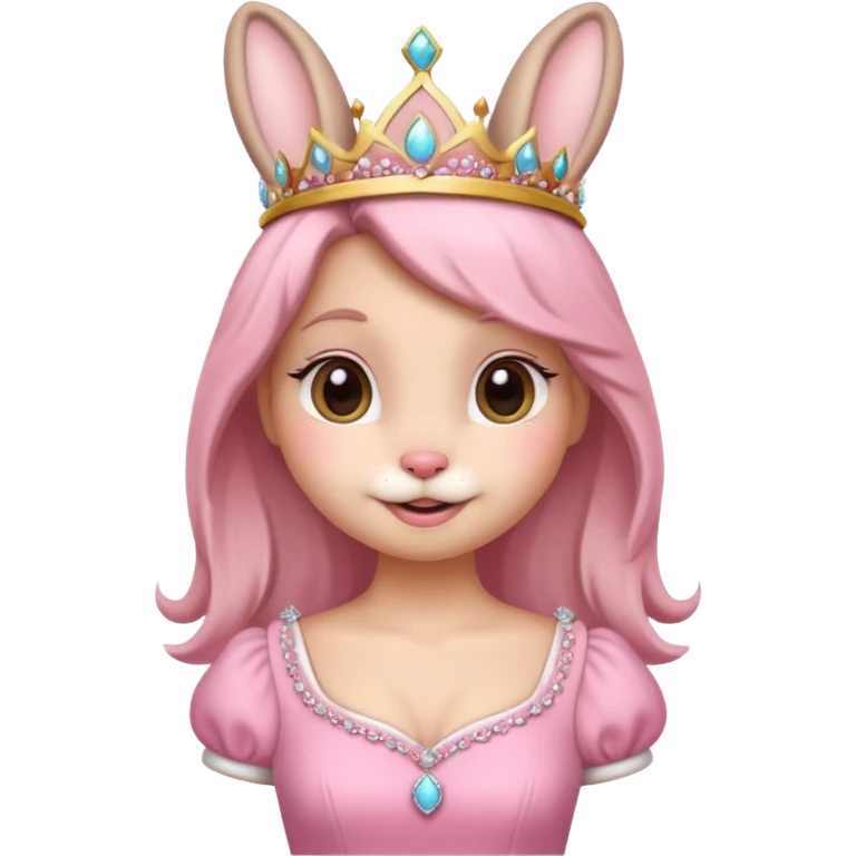 Bunny + tiara + pink dress + happy emoji