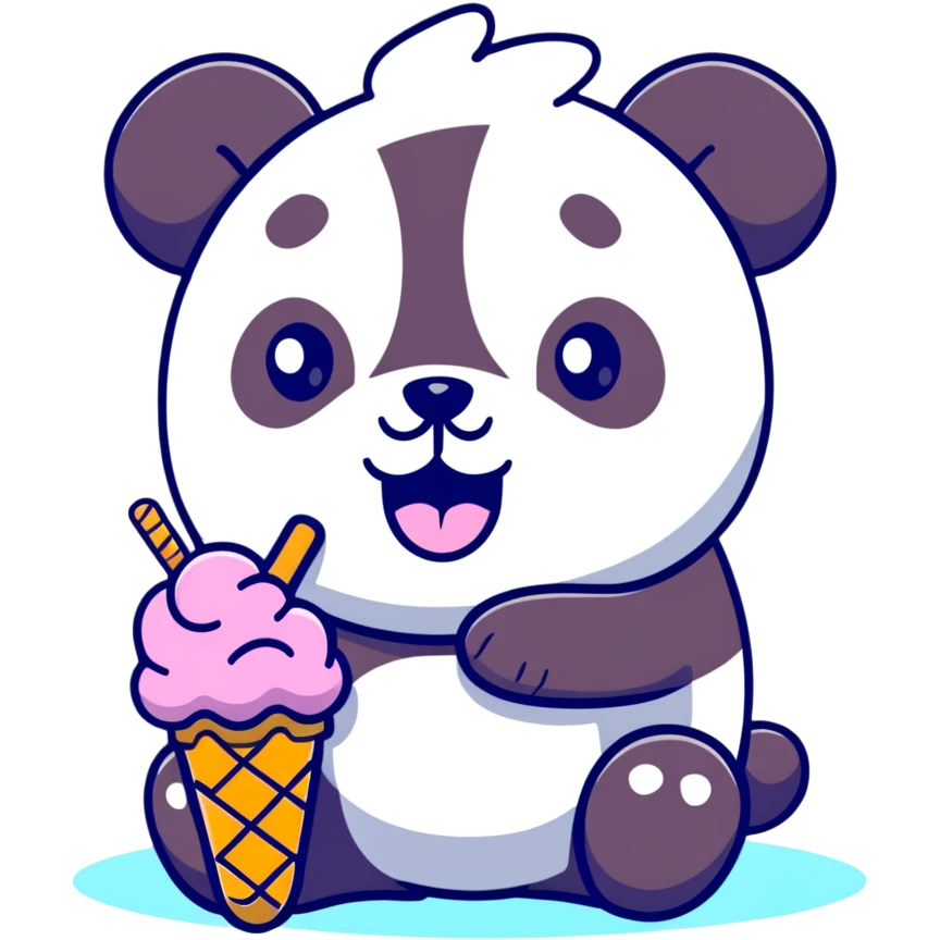Panda eating ice cream emoji
