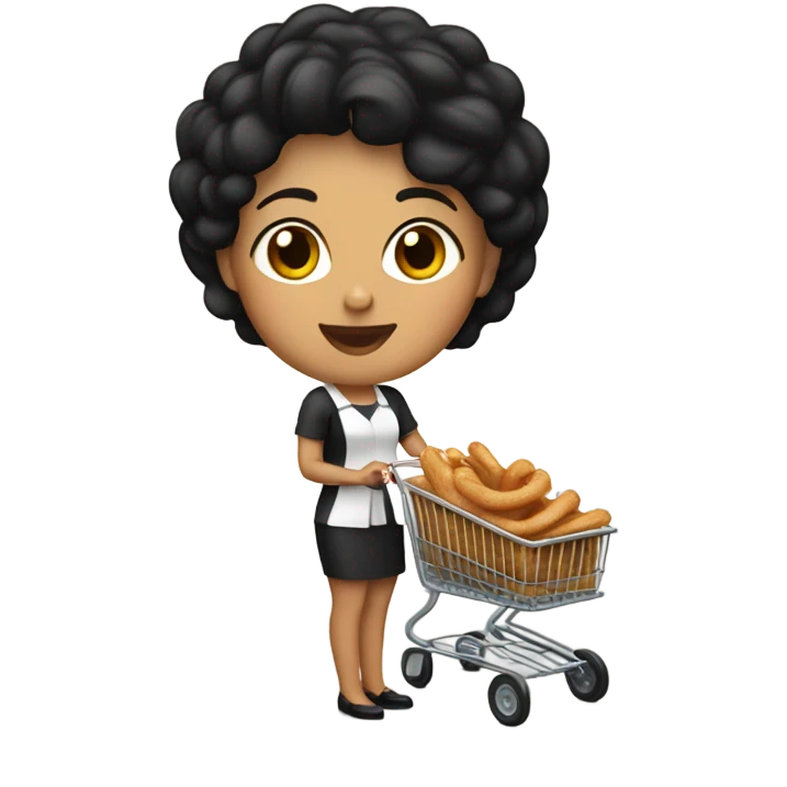 Tan black hair lady with a cart selling churros emoji