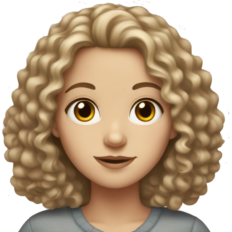 white girl with curly hair and brown eyes emoji