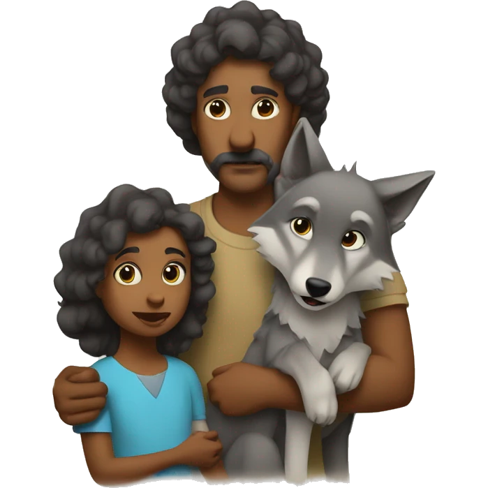Wolf mother and father with her Little Wolf kid emoji