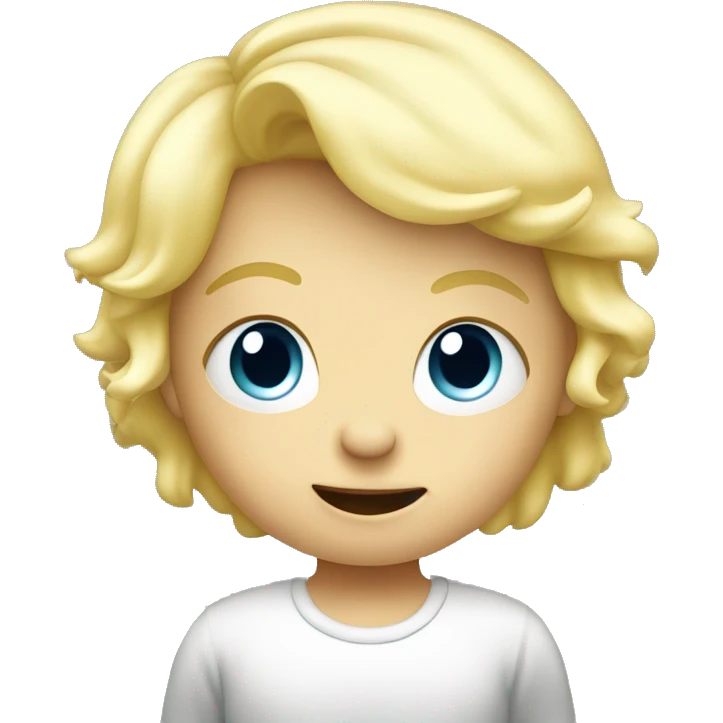 talking blond child with speech bubble near emoji