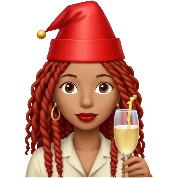 Afrolatina with long red deadlocs with curls at the ends celebrating emoji