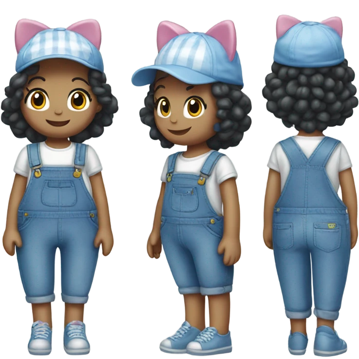 Hello kitty without a bow and in blue overall  emoji