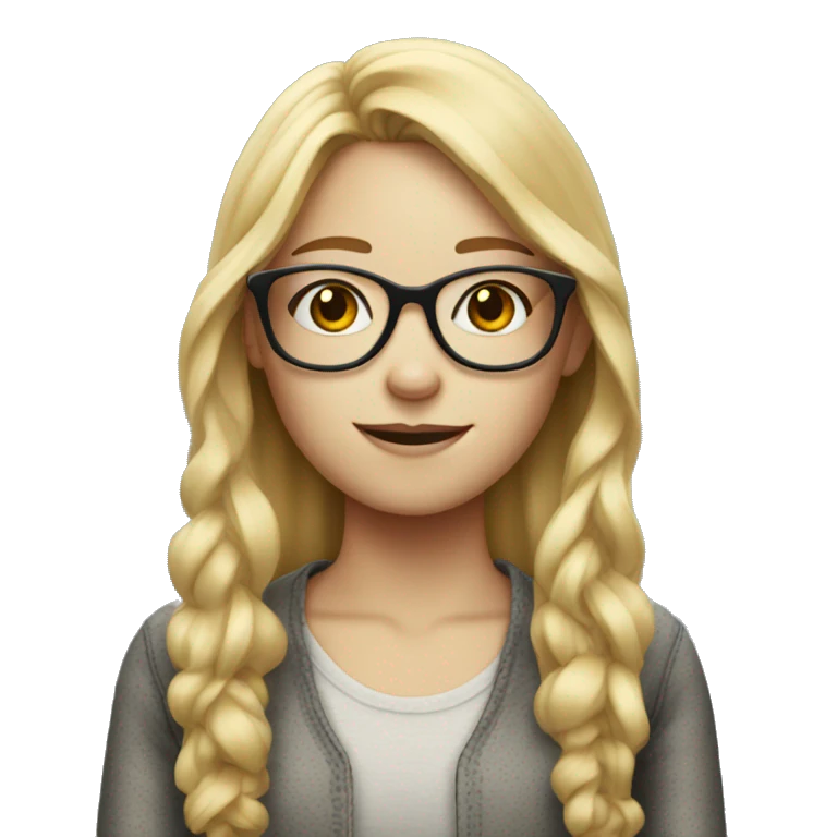 long blonde haired girl with freckles and red glasses emoji