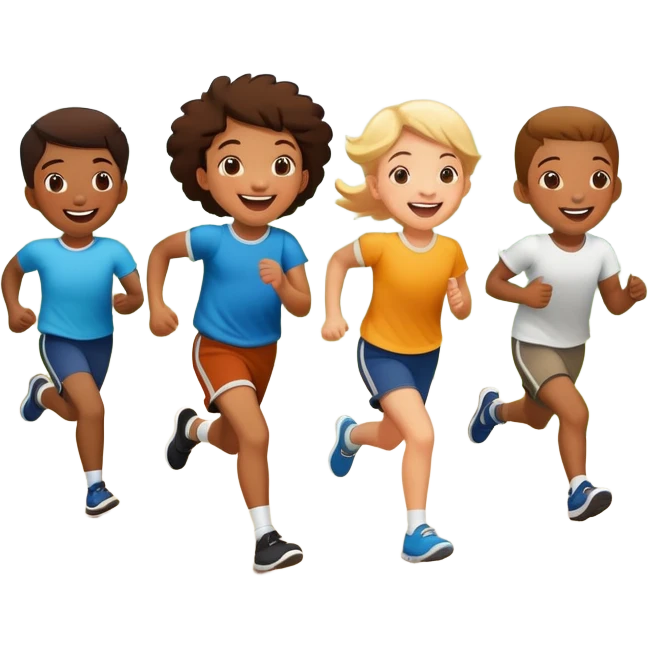 group of children running in a park, fun and lively emoji