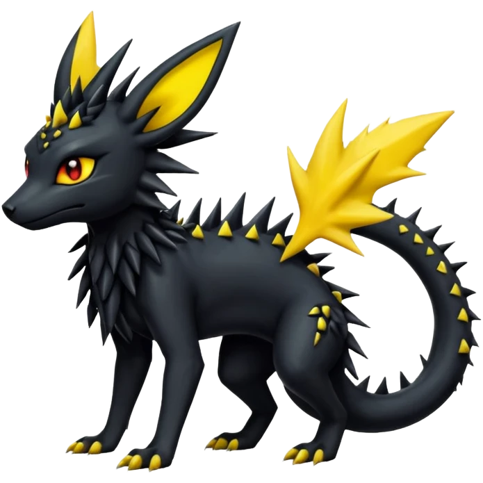 Dark Edgy Salandit-Jolteon-Umbreon-Fakémon-hybrid-creature (full body)  emoji