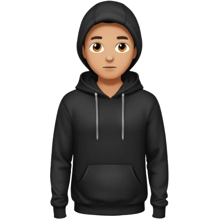 fullbody Mysterious man in black hoodie, hands in pockets emoji