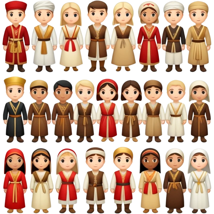 People from Caucasian nationalities in traditional outfits   emoji