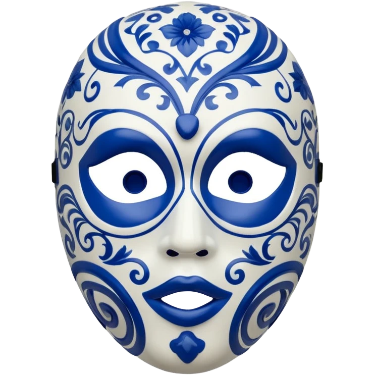 full face mask blue and white  emoji