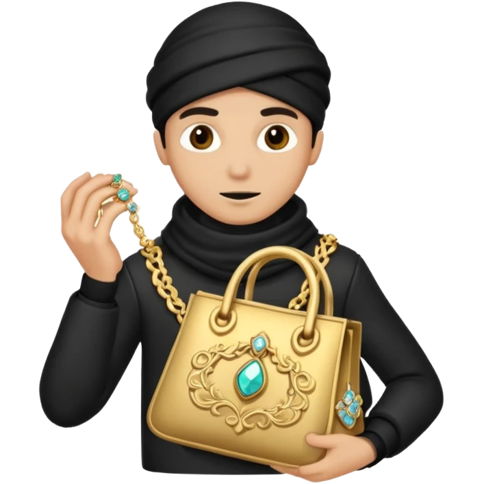 Thief with stolen jewelry bag emoji
