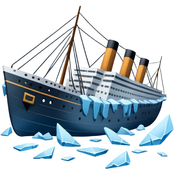 Titanic shipwreck aftermath with icy debris floating emoji