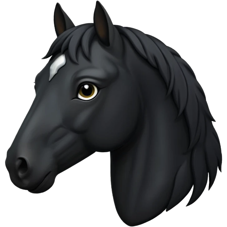 Black horse head with kind eyes, all black emoji